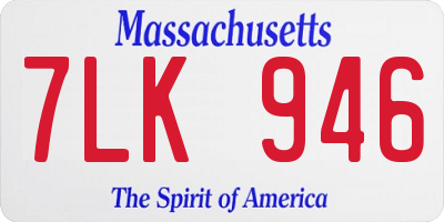 MA license plate 7LK946