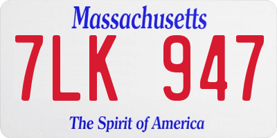 MA license plate 7LK947