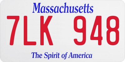 MA license plate 7LK948