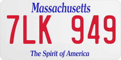 MA license plate 7LK949