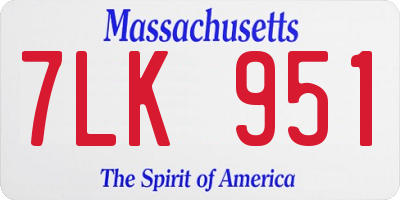 MA license plate 7LK951