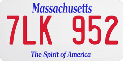 MA license plate 7LK952