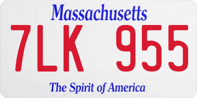 MA license plate 7LK955