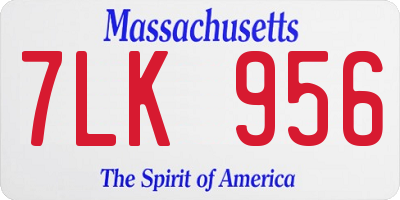 MA license plate 7LK956