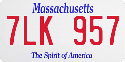 MA license plate 7LK957