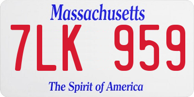 MA license plate 7LK959