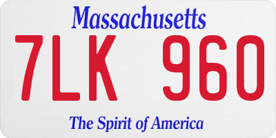 MA license plate 7LK960