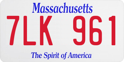 MA license plate 7LK961