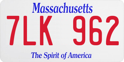 MA license plate 7LK962