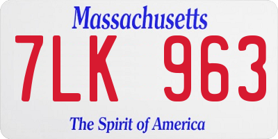 MA license plate 7LK963