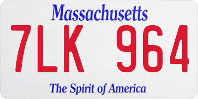 MA license plate 7LK964