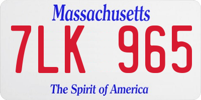 MA license plate 7LK965