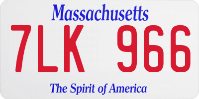 MA license plate 7LK966