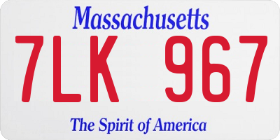 MA license plate 7LK967