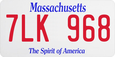 MA license plate 7LK968