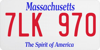 MA license plate 7LK970