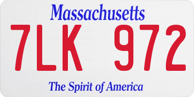MA license plate 7LK972