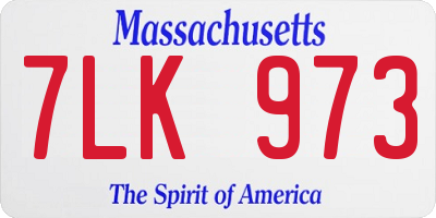 MA license plate 7LK973