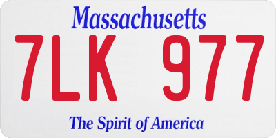 MA license plate 7LK977