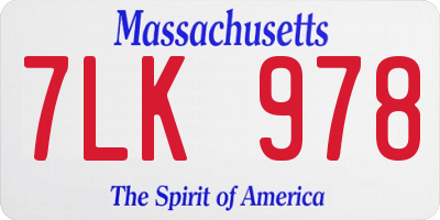 MA license plate 7LK978