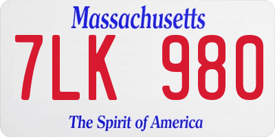 MA license plate 7LK980