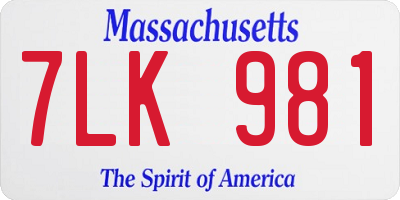 MA license plate 7LK981