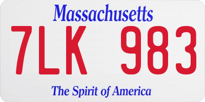 MA license plate 7LK983