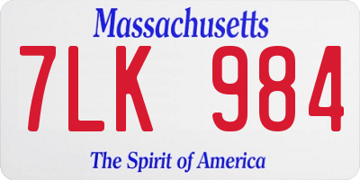 MA license plate 7LK984