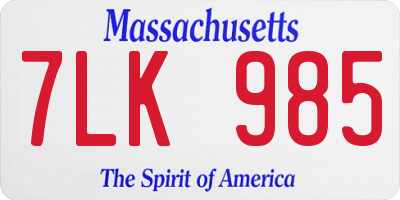 MA license plate 7LK985