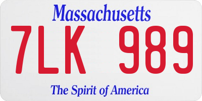 MA license plate 7LK989