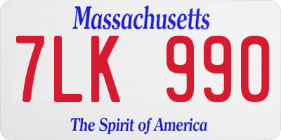MA license plate 7LK990