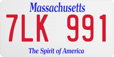 MA license plate 7LK991