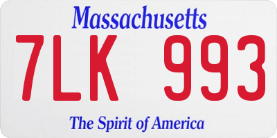 MA license plate 7LK993