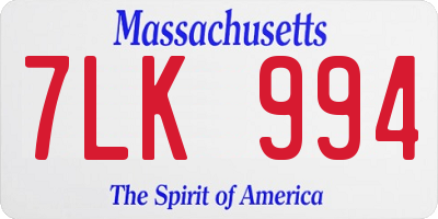 MA license plate 7LK994
