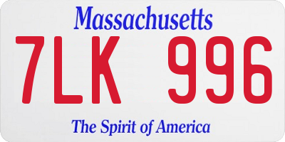 MA license plate 7LK996