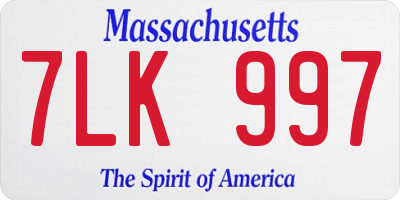 MA license plate 7LK997