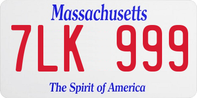 MA license plate 7LK999