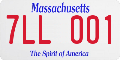MA license plate 7LL001