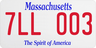 MA license plate 7LL003
