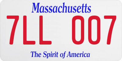 MA license plate 7LL007