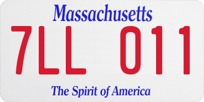 MA license plate 7LL011