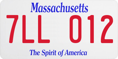 MA license plate 7LL012