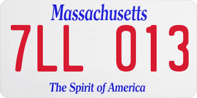 MA license plate 7LL013