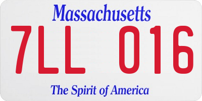 MA license plate 7LL016