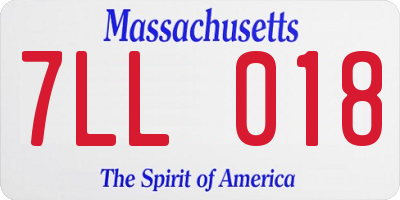MA license plate 7LL018