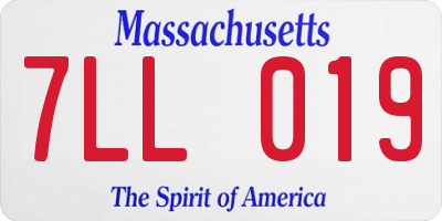 MA license plate 7LL019