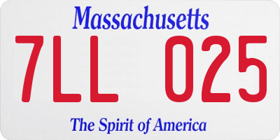 MA license plate 7LL025