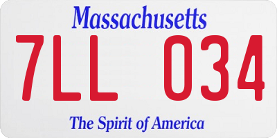 MA license plate 7LL034