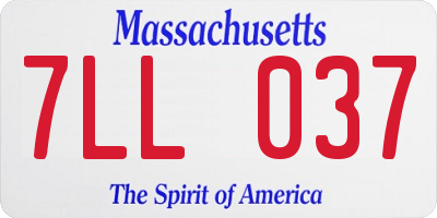 MA license plate 7LL037