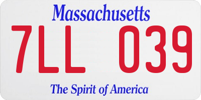 MA license plate 7LL039